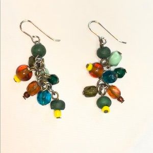 American Eagle Green Multicolored Dangly Earrings